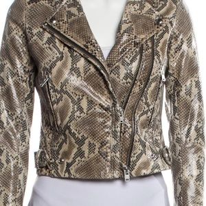 NWT Lamb Leather Animal Print Biker Jacket Size: S | US4, FR36